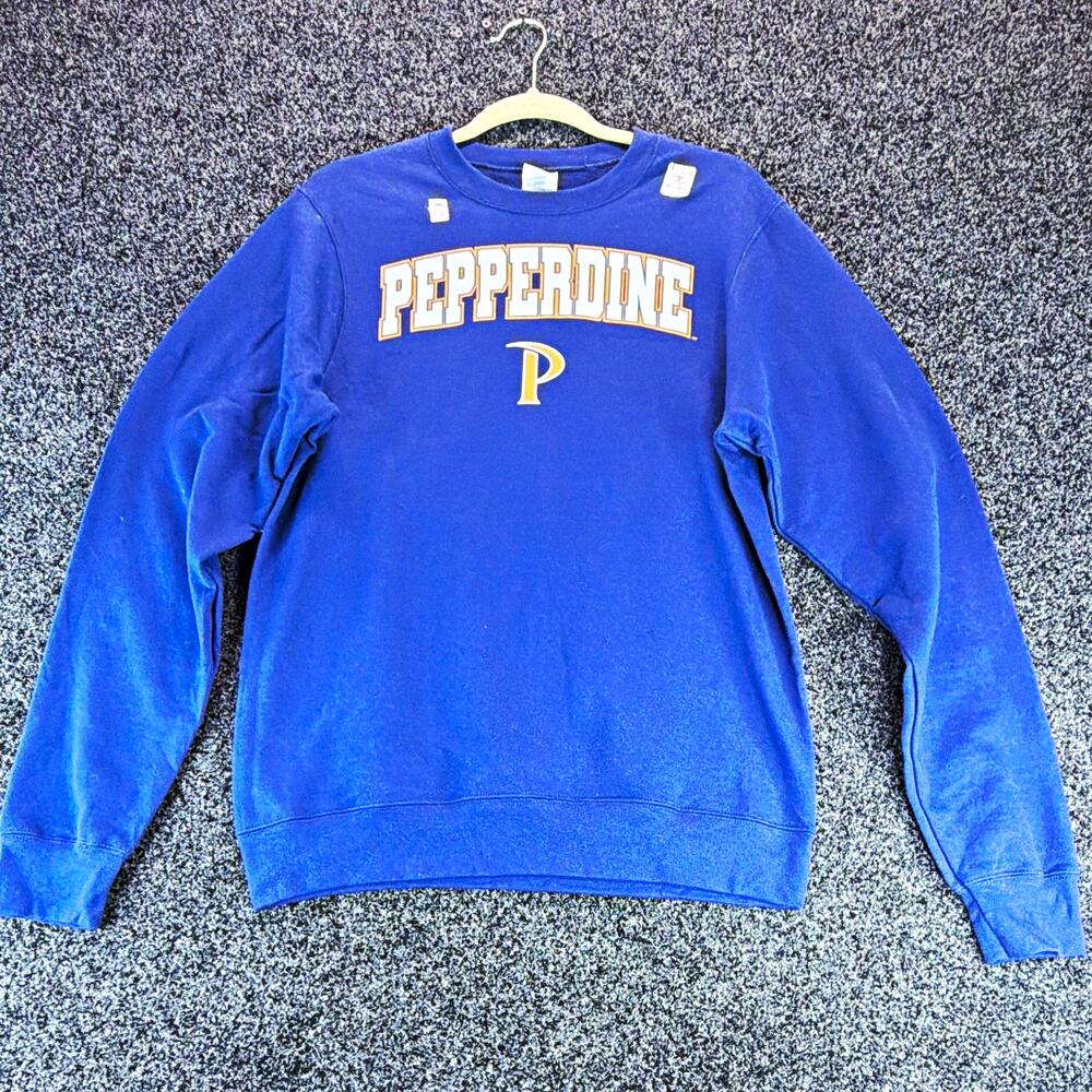 Port & Company Pepperdine Univ Blue Crewneck Pullover Fleece Sweatshirt S